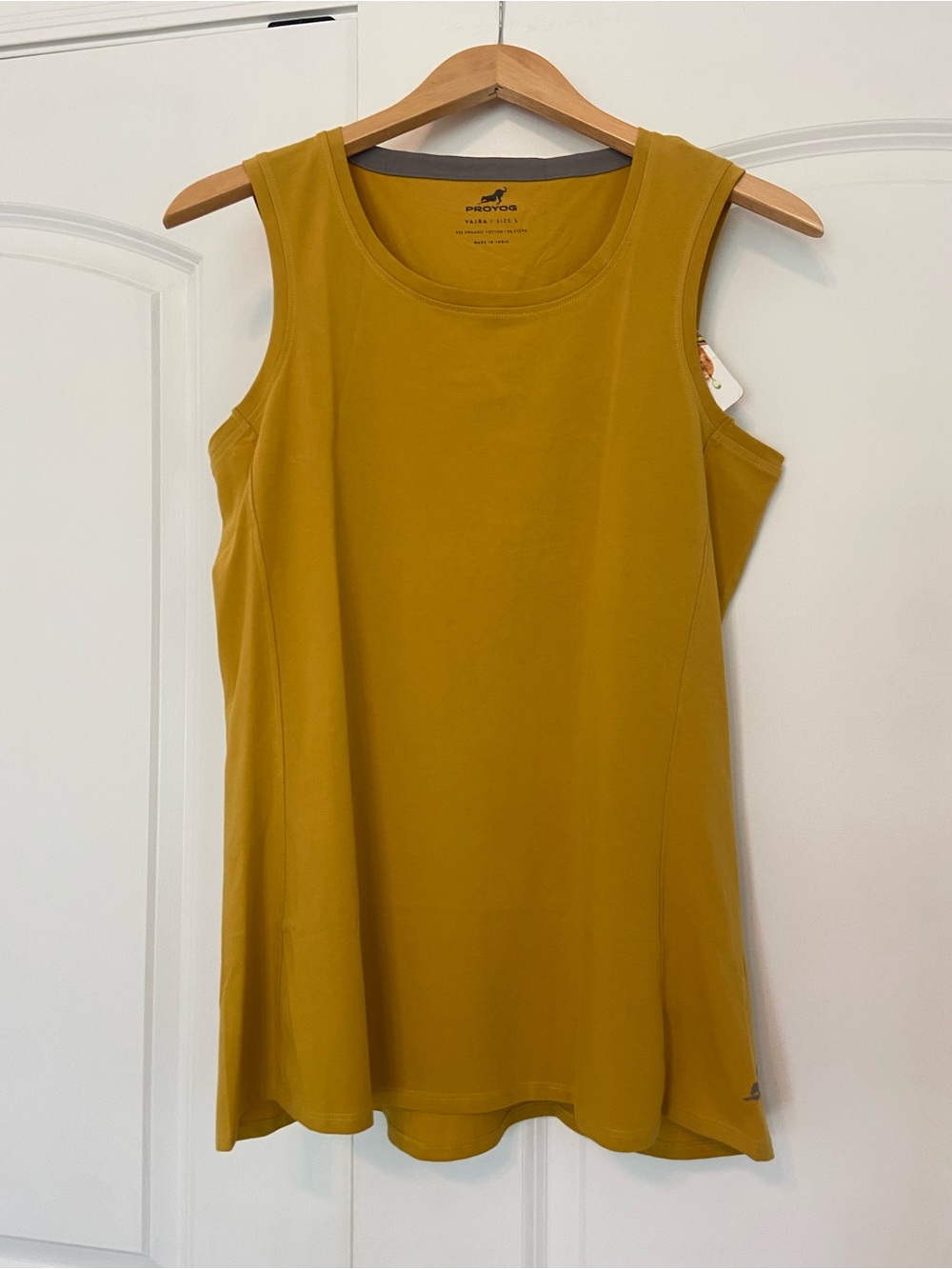 PROYOG Vajra Organic Cotton Yoga Tank Size Large Mustard Yellow